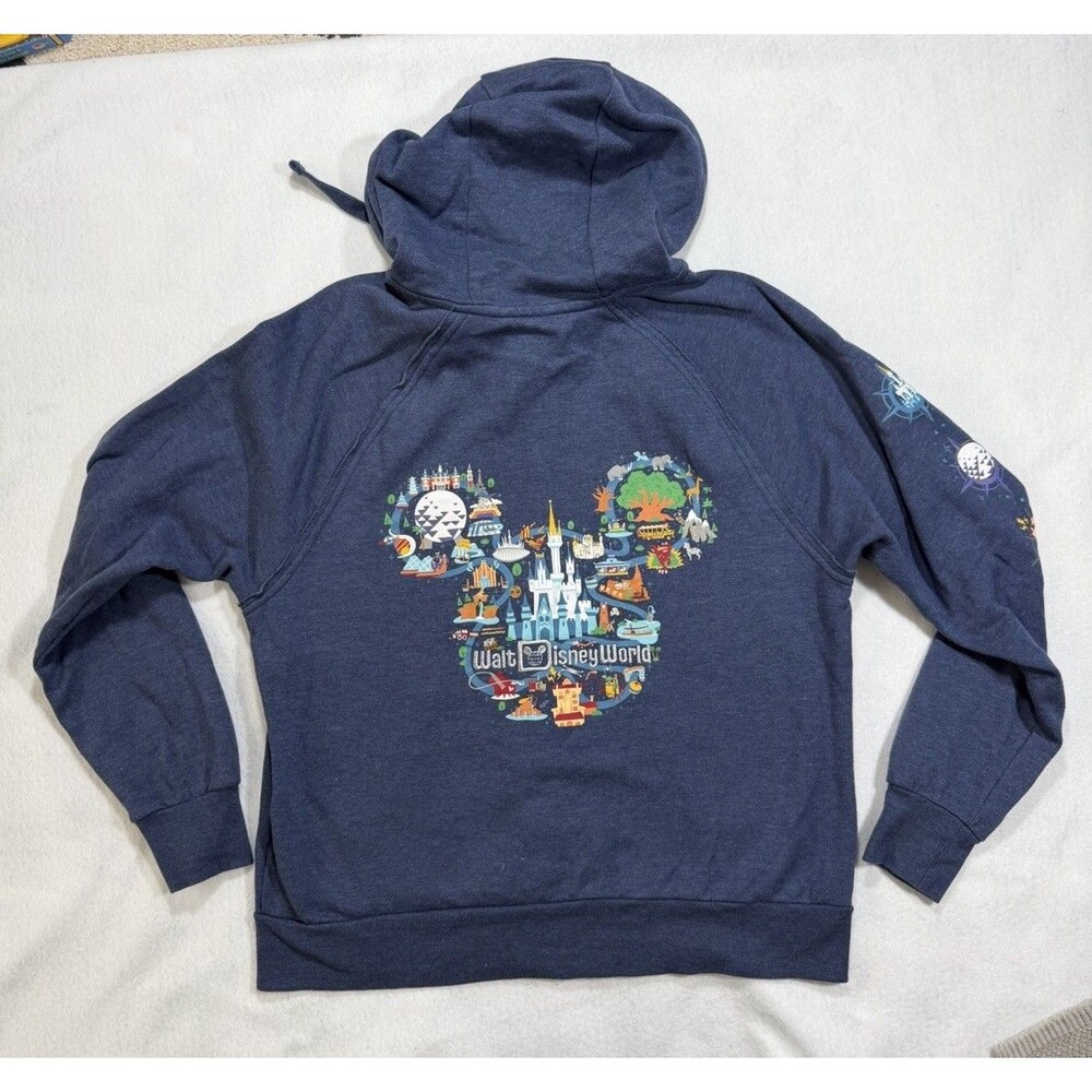 Disney Parks Walt Disney World 4-Parks Full Zip Hoodie Blue Large